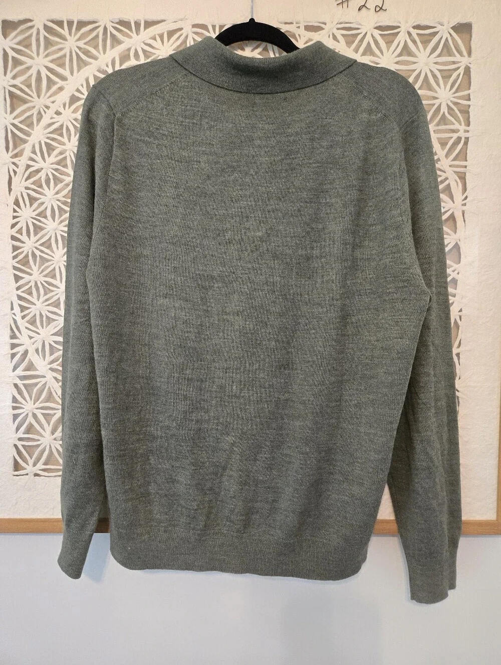 J. Crew Olive Green Merino Wool Blend Long-Sleeve Polo Sweater Size Large